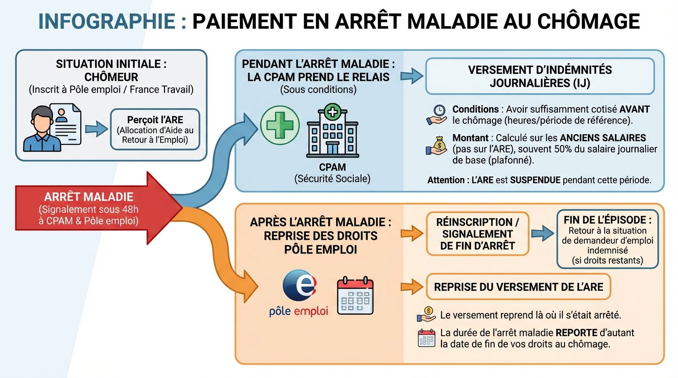 Les droits des chômeurs en arrêt maladie